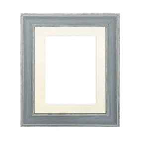 Scandi Distressed Blue Frame with Ivory Mount for Image Size 10 x 4 Inch