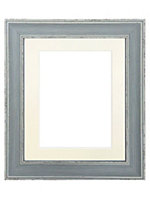 Scandi Distressed Blue Frame with Ivory Mount for Image Size 14 x 11 Inch