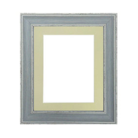 Scandi Distressed Blue Frame with Light Grey Mount for Image Size 10 x 4 Inch