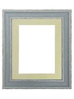 Scandi Distressed Blue Frame with Light Grey Mount for Image Size 15 x 10 Inch