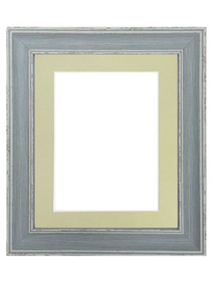 Scandi Distressed Blue Frame with Light Grey Mount for Image Size 30 x 40 CM