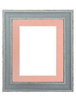 Scandi Distressed Blue Frame with Pink Mount for Image Size 8 x 6 Inch