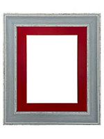 Scandi Distressed Blue Frame with Red Mount for Image Size 10 x 8 Inch