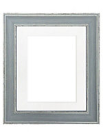 Scandi Distressed Blue Frame with White Mount for Image Size 12 x 10 Inch