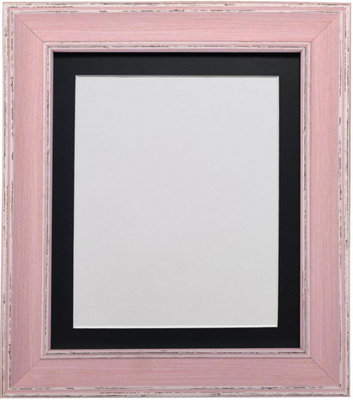 Scandi Distressed Pink Frame with Black Mount for Image Size 12 x 8 Inch