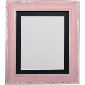 Scandi Distressed Pink Frame with Black Mount for Image Size 14 x 8 Inch