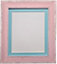 Scandi Distressed Pink Frame with Blue Mount for Image Size 16 x 12 Inch
