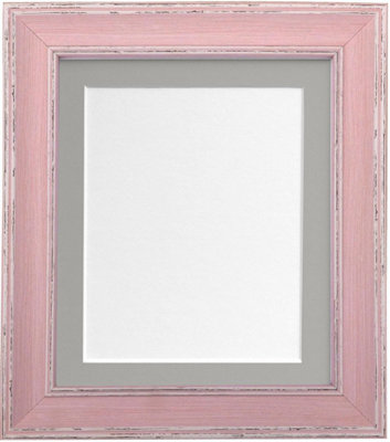 Scandi Distressed Pink Frame with Dark Grey Mount for Image Size 12 x 10 Inch