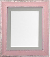 Scandi Distressed Pink Frame with Dark Grey Mount for Image Size 14 x 8 Inch