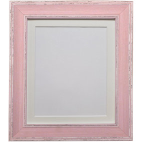 Scandi Distressed Pink Frame with Ivory Mount for Image Size 10 x 4 Inch