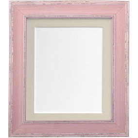 Scandi Distressed Pink Frame with Light Grey Mount for Image Size 10 x 4 Inch