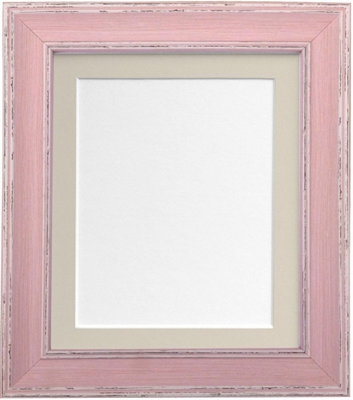 Scandi Distressed Pink Frame with Light Grey Mount for Image Size 10 x 8 Inch