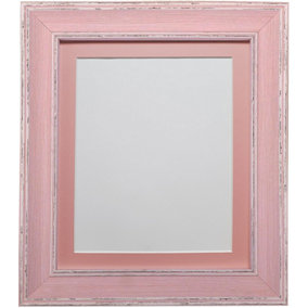 Scandi Distressed Pink Frame with Pink Mount for Image Size 14 x 8 Inch