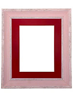 Scandi Distressed Pink Frame with Red Mount for Image Size 14 x 8 Inch