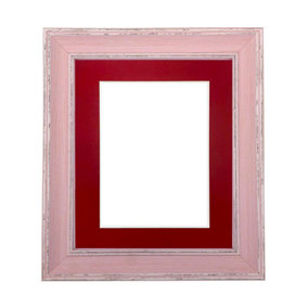 Scandi Distressed Pink Frame with Red Mount  for Image Size 24 x 16 Inch