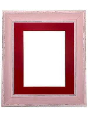 Scandi Distressed Pink Frame with Red Mount for Image Size A5