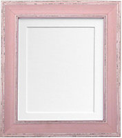 Scandi Distressed Pink Frame with White Mount for Image Size 14 x 8 Inch
