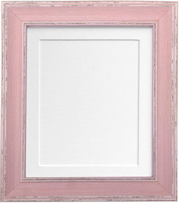 Scandi Distressed Pink Frame with White Mount for Image Size 6 x 4 Inch