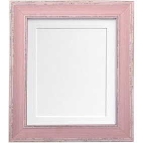 Scandi Distressed Pink Frame with White Mount for Image Size 8 x 6 Inch
