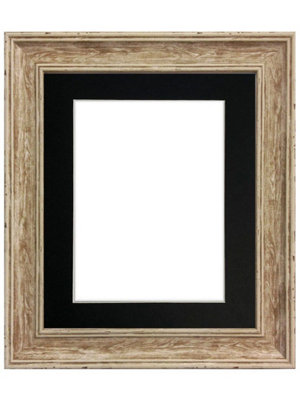 Scandi Distressed Wood Frame with Black Mount for Image Size 10 x 8 Inch