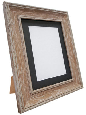 Scandi Distressed Wood Frame with Black Mount for Image Size 9 x 7 Inch