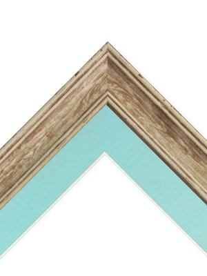 Scandi Distressed Wood Frame with Blue Mount  for Image Size 24 x 16 Inch