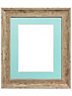 Scandi Distressed Wood Frame with Blue Mount for Image Size 4.5 x 2.5 Inch