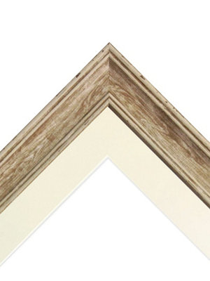 Scandi Distressed Wood Frame with Ivory Mount for Image Size 10 x 4 Inch