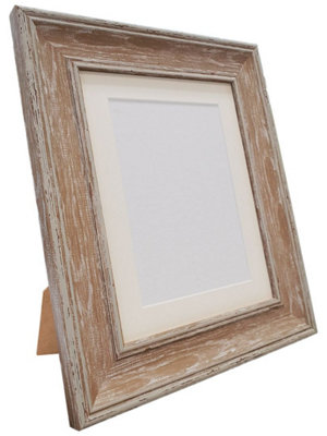 Scandi Distressed Wood Frame with Ivory Mount for Image Size 10 x 4 Inch