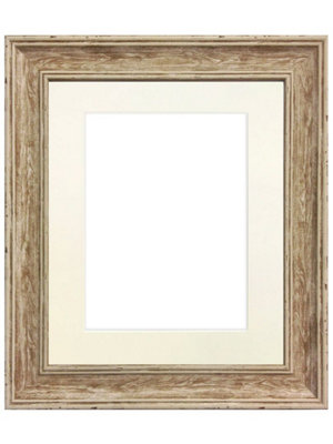Scandi Distressed Wood Frame with Ivory Mount for Image Size 4 x 3 Inch