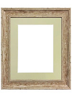 Scandi Distressed Wood Frame with Light Grey Mount for Image Size 10 x 4 Inch