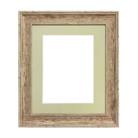Scandi Distressed Wood Frame with Light Grey Mount for Image Size 30 x 40 CM
