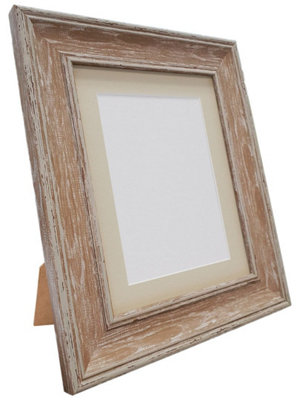 Scandi Distressed Wood Frame with Light Grey Mount for Image Size 7 x 5 Inch