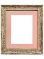 Scandi Distressed Wood Frame with Pink Mount for Image Size 12 x 8 Inch