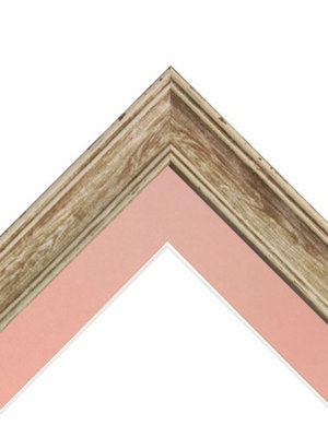 Scandi Distressed Wood Frame with Pink Mount for Image Size 6 x 4 Inch