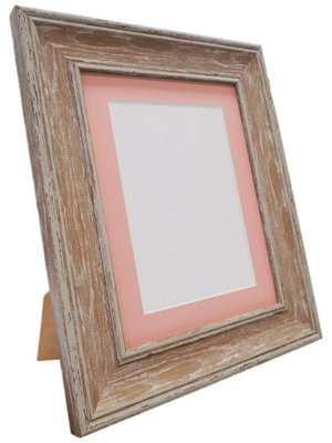 Scandi Distressed Wood Frame with Pink Mount for Image Size 9 x 6