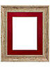 Scandi Distressed Wood Frame with Red Mount for Image Size 16 x 12 Inch