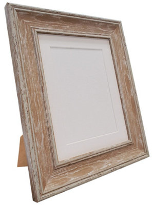 Scandi Distressed Wood Frame with White Mount for Image Size 5 x 3.5 Inch