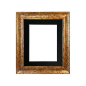 Scandi Gold Frame with Black Mount for Image Size 10 x 4 Inch