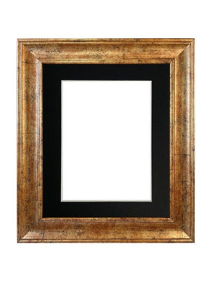 Scandi Gold Frame with Black Mount for Image Size 16 x 12 Inch