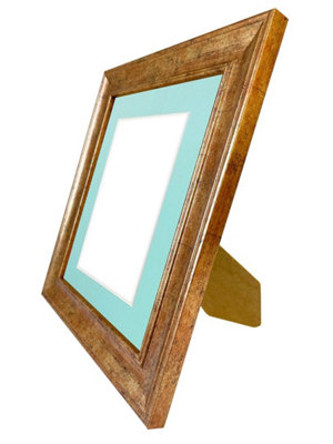 Scandi Gold Frame with Blue Mount for Image Size 10 x 8 Inch