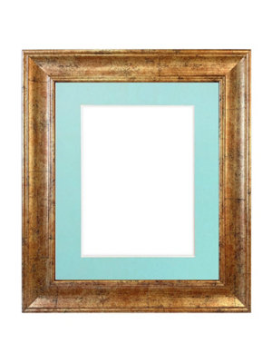 Scandi Gold Frame with Blue Mount for Image Size A4