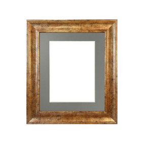 Scandi Gold Frame with Dark Grey Mount for Image Size 10 x 4 Inch