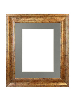 Scandi Gold Frame with Dark Grey Mount for Image Size 14 x 11 Inch