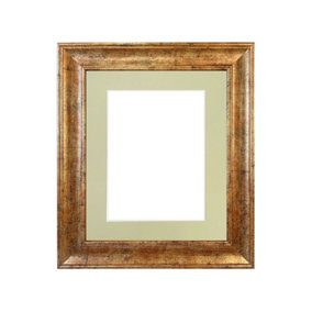 Scandi Gold Frame with Light Grey Mount for Image Size 10 x 4 Inch