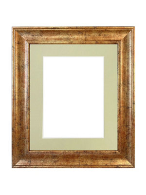 Scandi Gold Frame with Light Grey Mount for Image Size 12 x 10 Inch