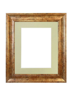Scandi Gold Frame with Light Grey Mount for Image Size 5 x 3.5 Inch