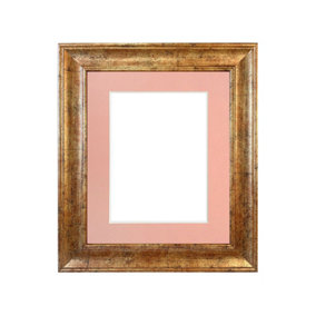 Scandi Gold Frame with Pink Mount for Image Size 10 x 4 Inch
