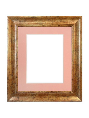 Scandi Gold Frame with Pink Mount for Image Size 12 x 8 Inch