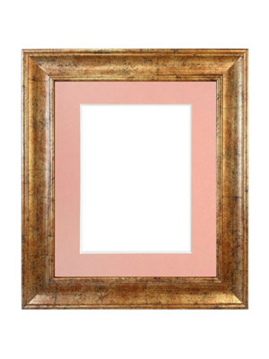 Scandi Gold Frame with Pink Mount for Image Size 14 x 11 Inch